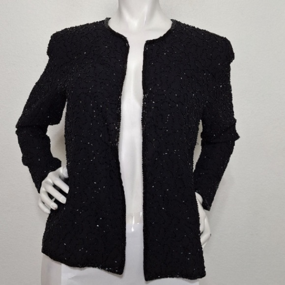 JMD New York Vintage Black Fairy Beaded Witchy Whimsigoth Jacket Size PS - Picture 1 of 12